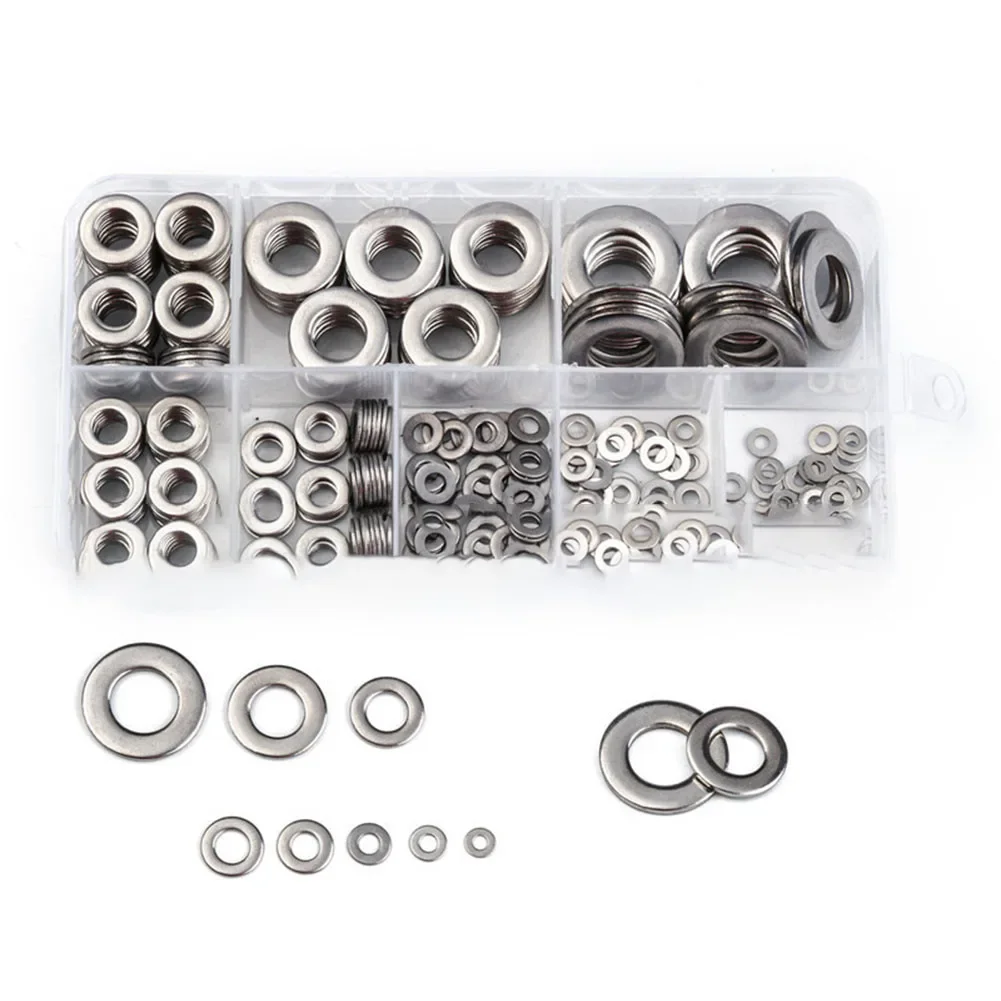 360PCS/400PCS/660PCS M2-10 Stainless Steel Flat Washer Combination Screw Washer Home Decor Accessories