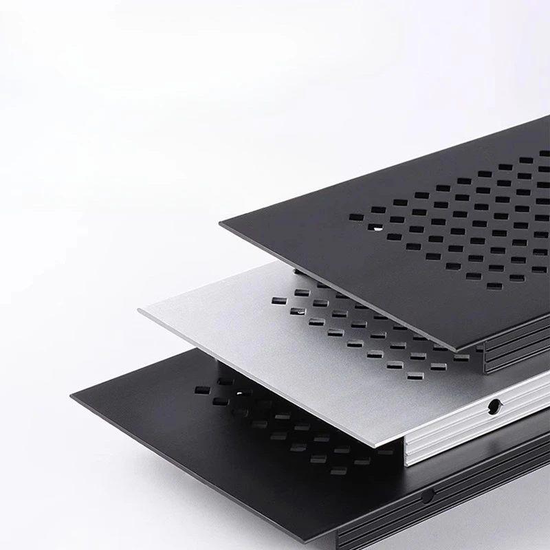 4Pcs Silver Black Rectanglar Aluminum Air Vent Cover With Punched Diamond Rhombus Pattern Grille For Furniture Architecture