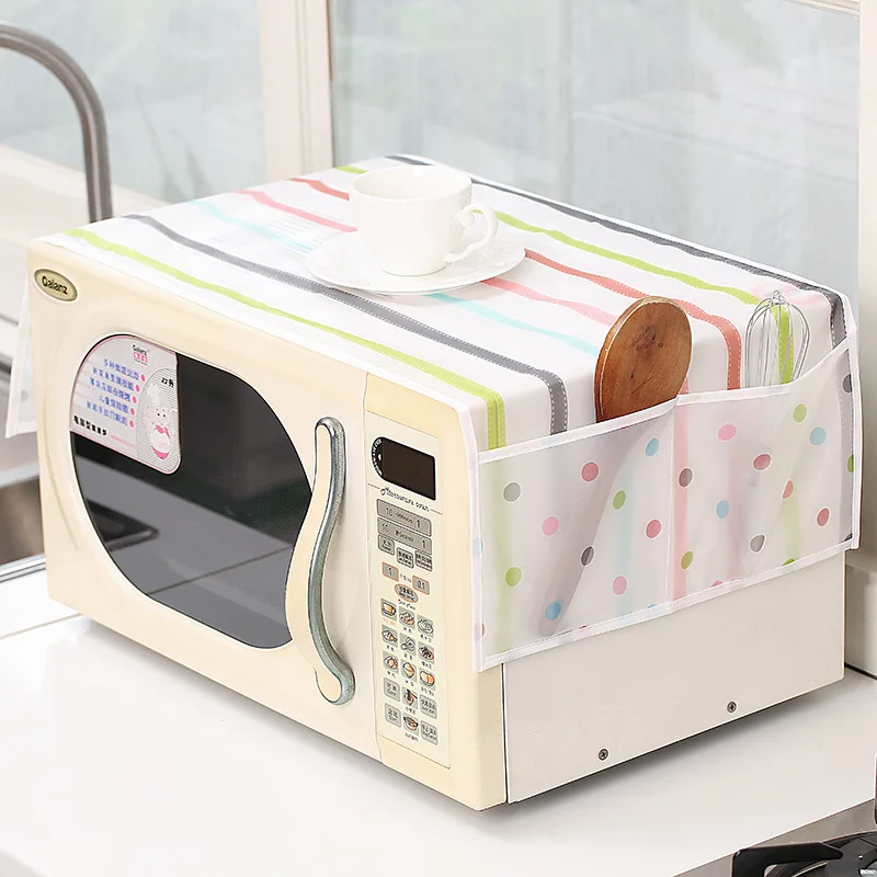 

Microwave Oven Dust Cover Plastic Flower Waterproof Oil proof Dustproof Storage Bags Organizer With Pockets