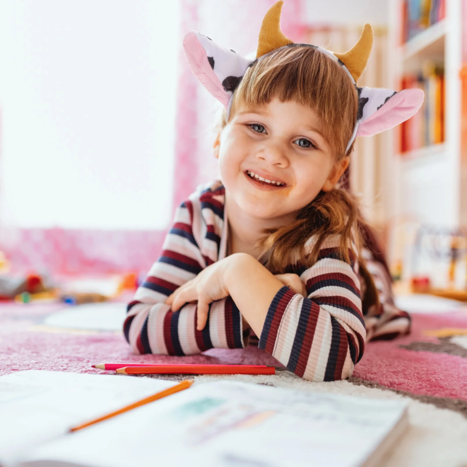 

Cow Ears Headband Dairy Cartoon Horns Hairhoop Costume for Halloween Cosplay Party Prop