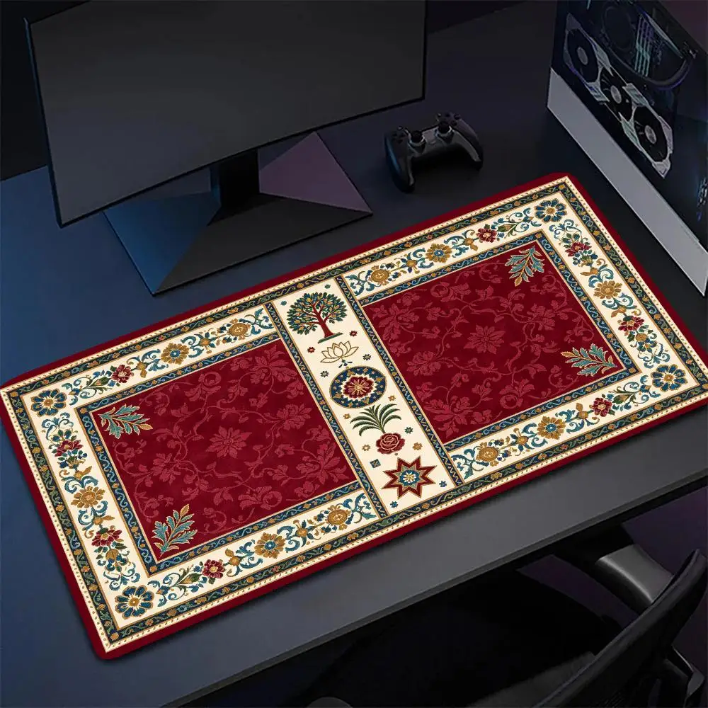 Thick Rubber Black Brown Diamond Persian Rug Pattern Mouse Pad Smooth Cloth Surface For Cabin Home Decor