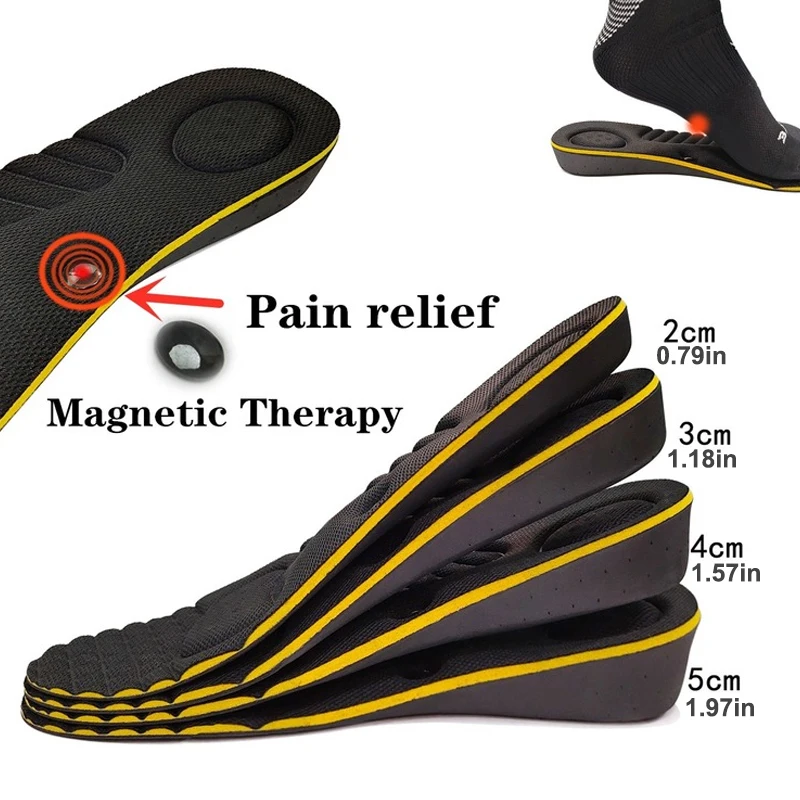 Unsichtbare Höhenverstellbare Einlegesohlen 2-5cm EVA Magnet Schuh-Heber-Set Orthopädische Polster für Atmungsaktive Massage Größere Einlagen