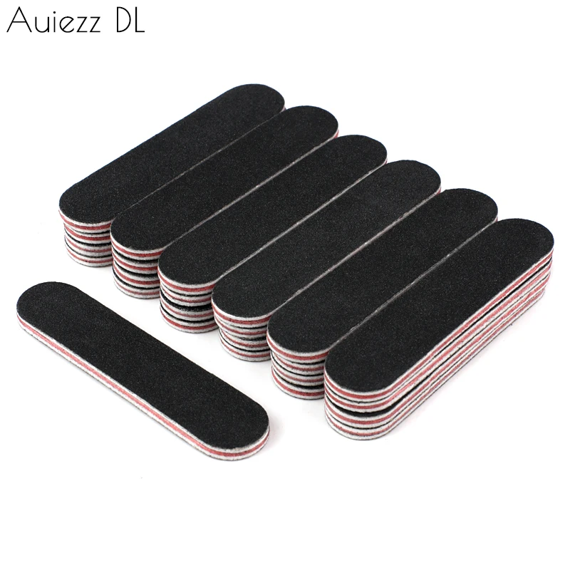 Black Mini Nail Art File 100/180 Grit 100Pcs Straight Sticks UV Gel Buffer Grinding Polisher Manicure Pedicure Salon Beauty Tool