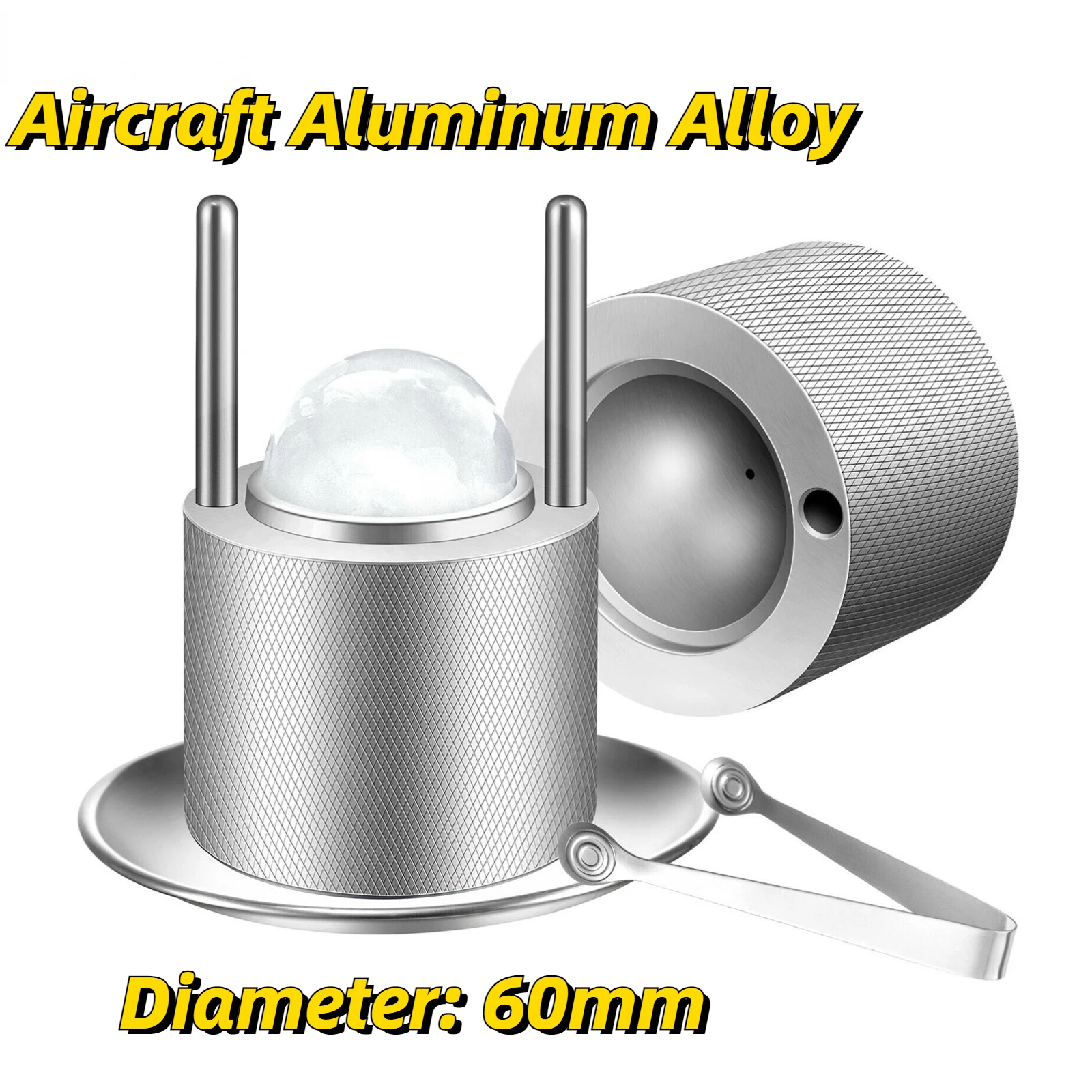 60mm Ice Ball Maker Aircraft Aluminum Alloy Non-Skid Ice Sphere Presser Kit for Whiskey Bar Accessories Home Freezing Mold