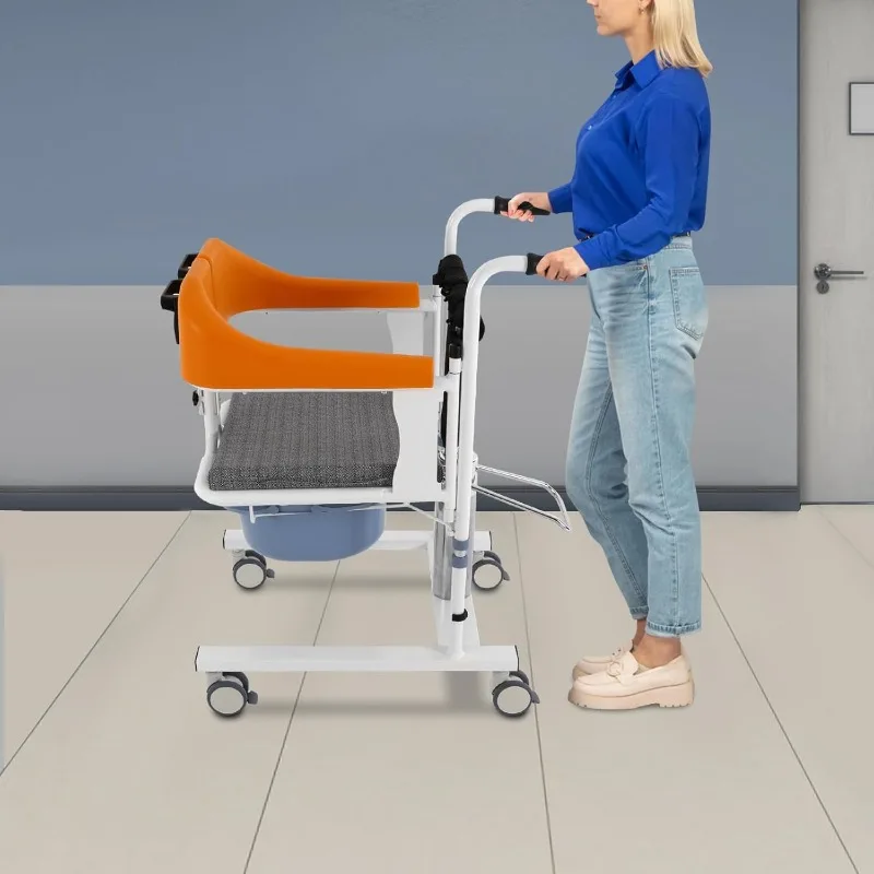 Patient Lifter Hydraulic Senior Lift Wheelchair Load 100 kg with 180° Split Seat Patient Transport Chair for Elderly People