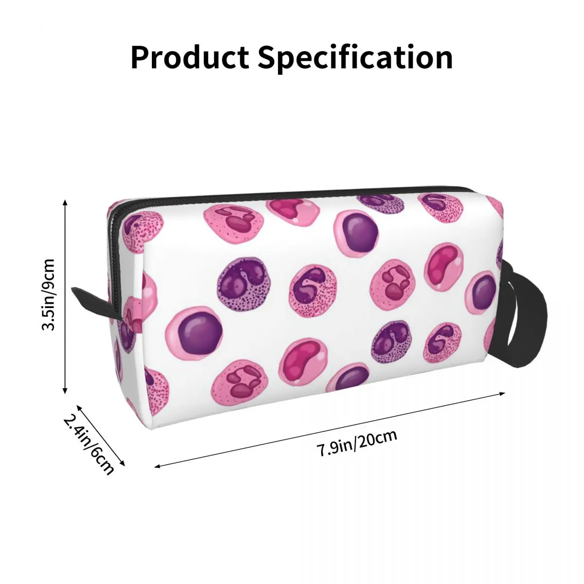 White Blood Cells Makeup Bag Cosmetic Organizer Storage Dopp Kit Toiletry Cosmetic Bag for Women Beauty Travel Pencil Case