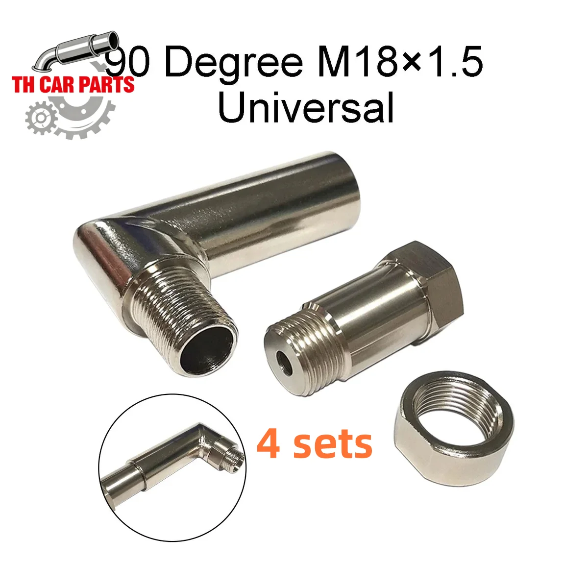 

4 Sets Universal 90 Degree Angled 45mm M18*1.5 Threads O2 Oxygen Sensor Check Engine Light Eliminator 12PCS