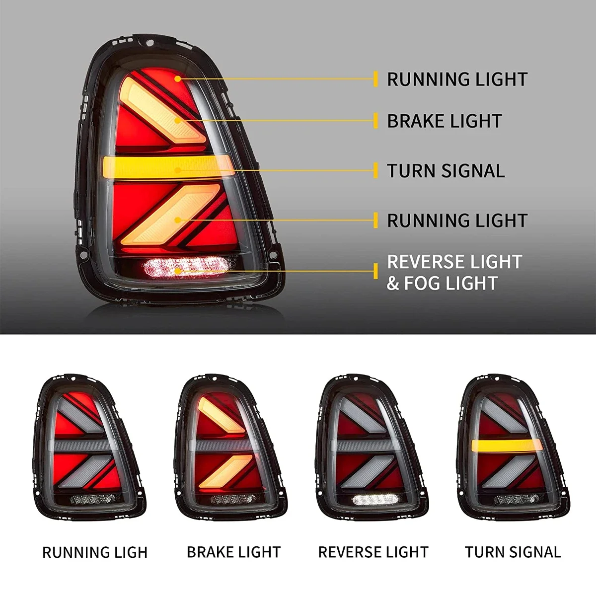 

Auto AccessoriesCar For BMW Mini Cooper R56 R57 R58 R59 2007‑2013 Upgrade Modified to New DRL Dynamic Turn Signal LED Taillight