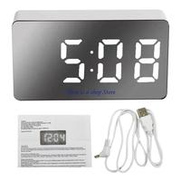 D0AD Mini Electronic Digital Alarm Clock Multifunction Large Screen Car LED Mirror Travel Clock with Temperature for Time & D