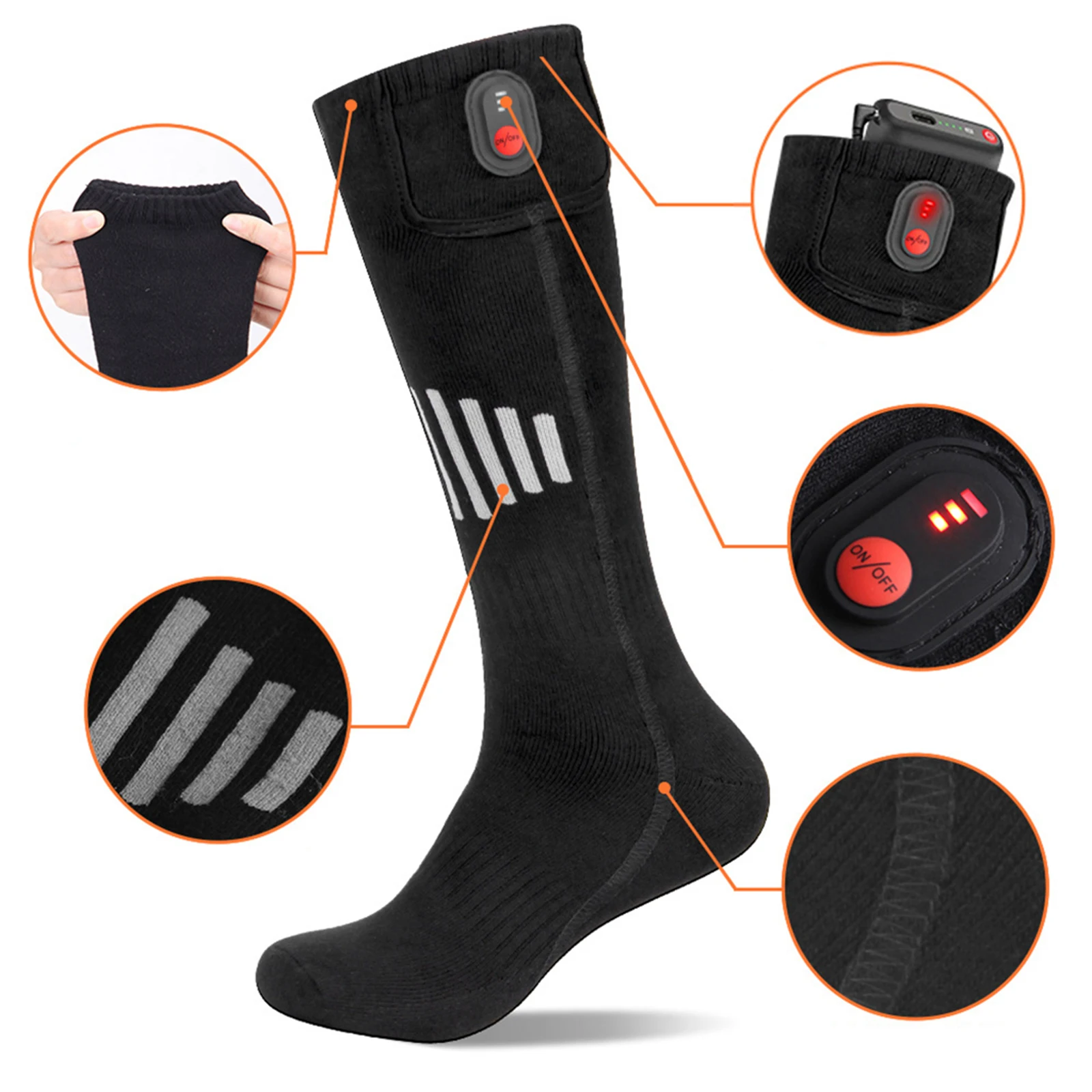 Winter Heated Socks Thermal Stretchy Stockings Unisex Heating Foot Warmer Electric Socks Warm Socks Skiing 35 to 55°C No Battery