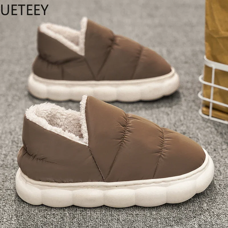 Couple Slippers Booties for Men Thickening Slip-on Outdoor Hard-wearing UETEEY Thick Bottom Fashion Home Cotton Shoe New Style