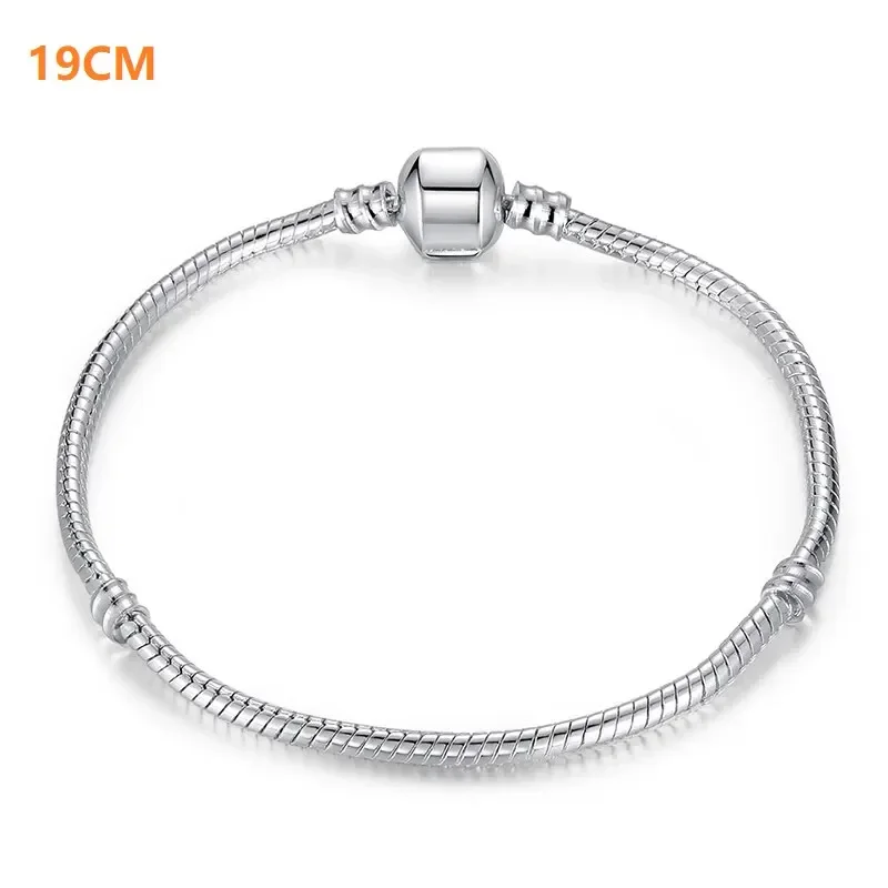 Handmade Original Fine Jewelry 925 Sterling Silver Charm Bracelet Soft Smooth Snake Bone Bracelets for Women
