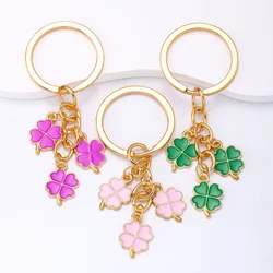 Classical Design Multi Color Enamel Four Leaf Clover Charms Key Rings Women Men Handbag Car Key Lucky Keychain Pendant Crafts