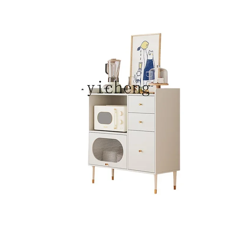 

Tqh Solid Wood Sideboard Living Room Integrated Wall Storage Cabinet Modern Simple and Light Luxury Tea Cabinet