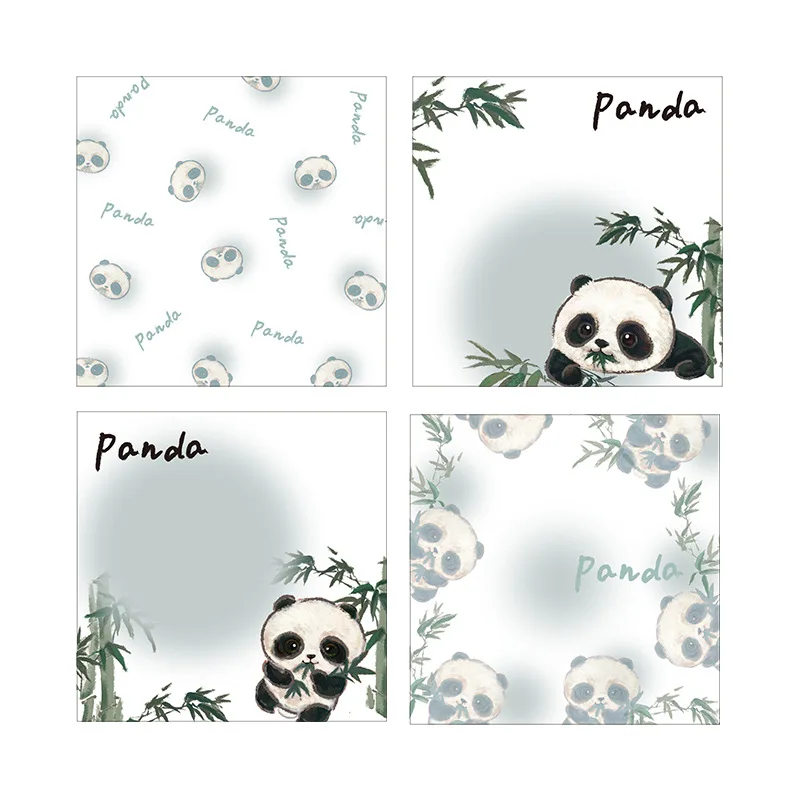 8cm X 8cm 50Sheets/Book Kawaii Animals Panda Bamboo Memo Pad Writing Pads Graffitt Notebooks Memorandum Office School Supplies