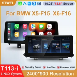STWEI 2026 New Slim Screens Linux System 12.8inch 2400X900 Resolution For BMW X5 X6 F15 F16 Wireless CarPlay Auto player KSW