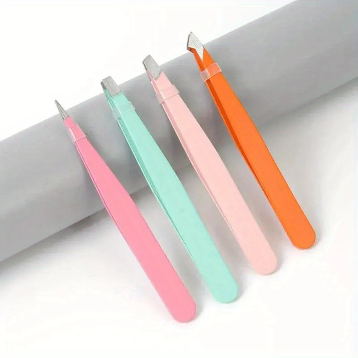

4pcs/Set Stainless Steel Eyebrow Tweezers - Precise Slant Tip for Flawless Shaping, Gentle on Skin, Alcohol-Free, Durable Makeup