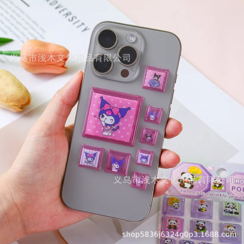 48pcs Japanese 3d Crystal Square Stickers Cute Diy Keyboard Stickers Children’S Reward Card Stationery Stickers Gifts Wholesale