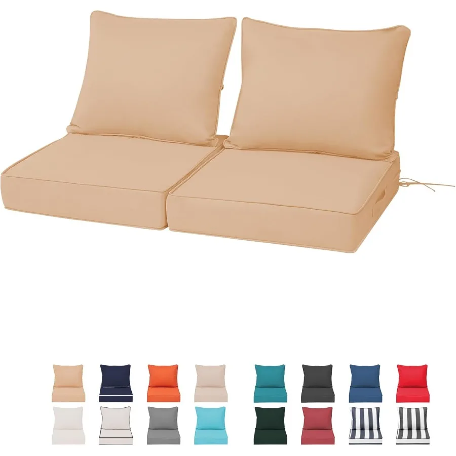 

Outdoor Chair Cushions 2 Set19 x 19 x 4IN Patio Deep Seat Cushion for Patio Furniture Waterproof Fade Resistant Thick Deep Seat