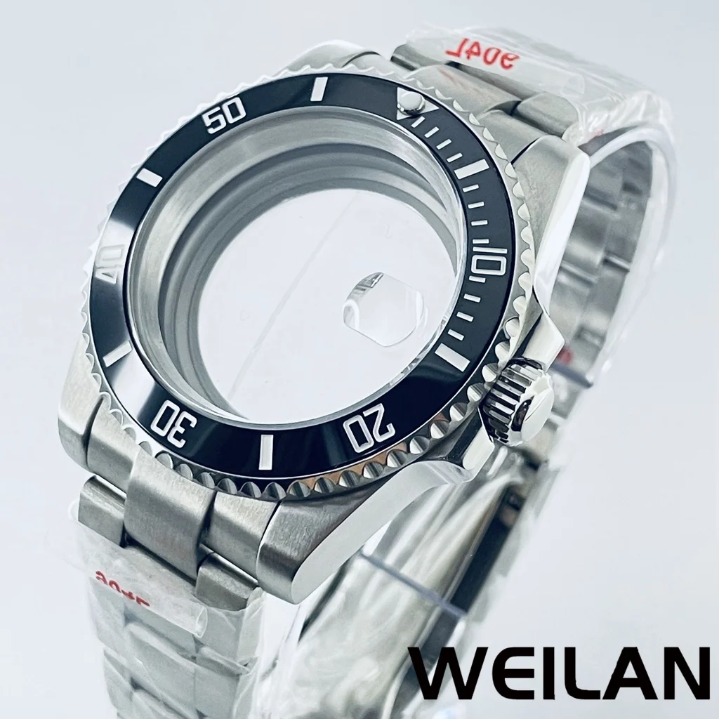 

40 мм NH34 NH35 NH36 NH38 NH39 NH70 ETA2824 PT5000 Механизм Серебряные часы Корпус SUB Керамический безель Сапфир