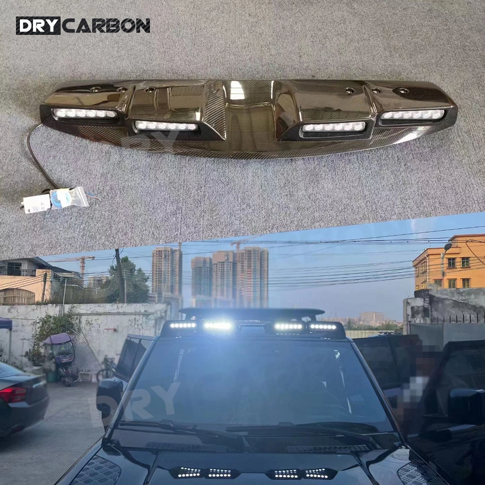 

Dry Carbon Fiber Car Rear Roof Spoiler Roof Lights Top Lights for Land Rover Defender FRP Car Styling Body Kits Accessories