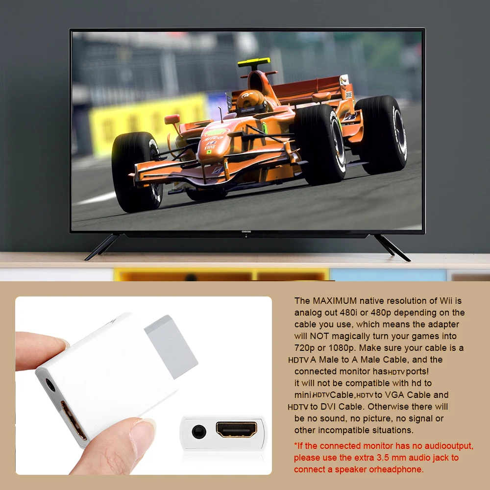 ขายส่งสำหรับ MAYFLASH สำหรับ Wii HD Adapter Converter 720P/1080P 3.5มม.สำหรับ HDTV