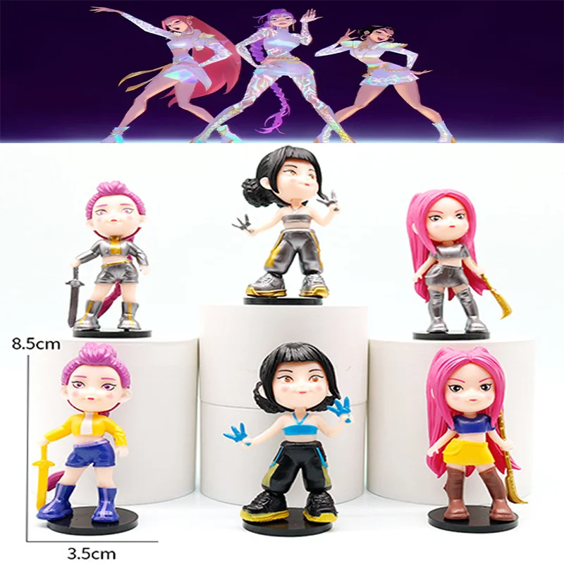 New The Demons Hunters 6pcs Figure  Rumis Miras Zoeys Tiger Figurine Toy Desk Decoration Statues Ornament Birthday Gift For Kid