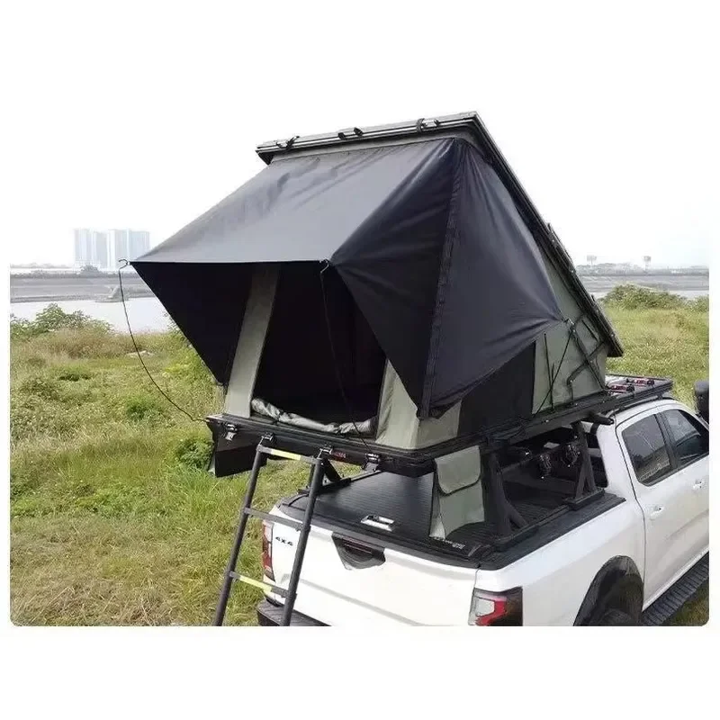 Custom Triangle Aluminum Roof Top Tent Aluminum Alloy Triangle Elevated Outdoor Camping Tente with Ladder