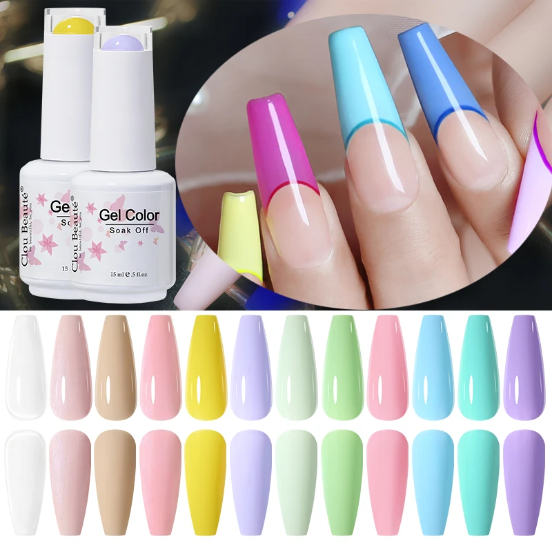 

Clou Beaute 15ml Macaron Summer Colors Nail Gel Polish Vernis Semi Permanent Gel Varnish Base Top Coat For Manicure Nail Art