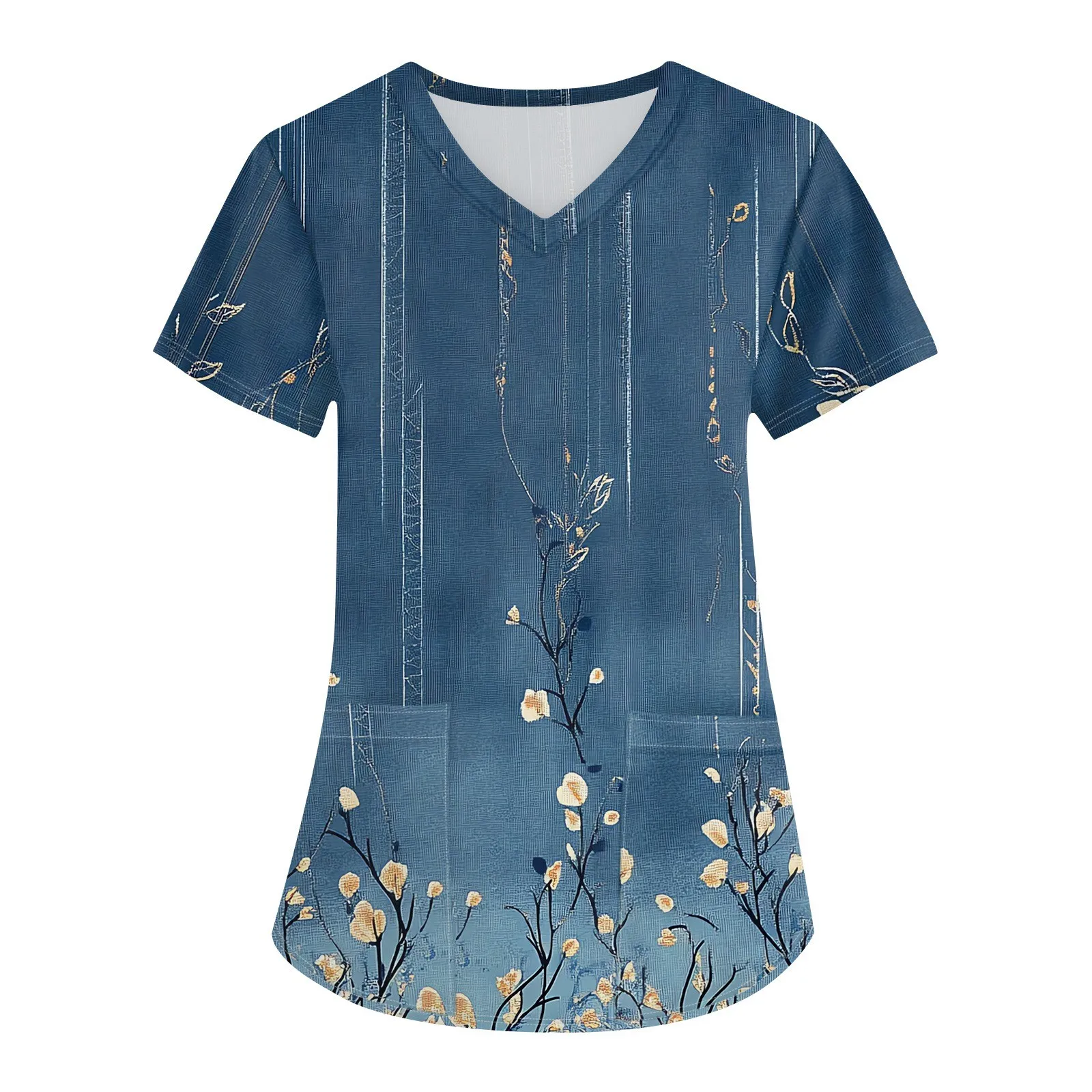 Vrouwen Verpleegstersuniform 3D Onafhankelijkheidsdag V-hals Zak Medische Uniformen Mode Verpleging Uniforme Dames Werkkleding Valdtua Natura