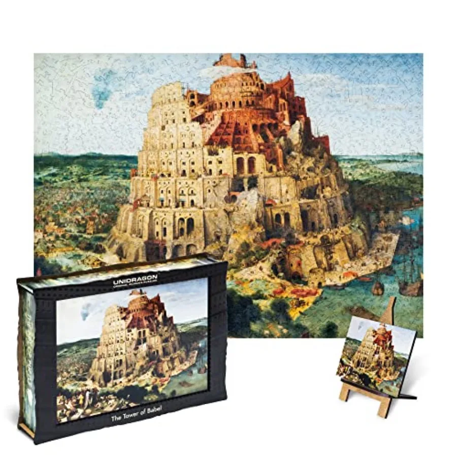 

The Tower of Babel Pieter Bruegel Wooden Jigsaw Puzzle for Adults - 1000 Unique Shaped Pieces - Art Puzzle - 17.1 x 23.4 in 43.