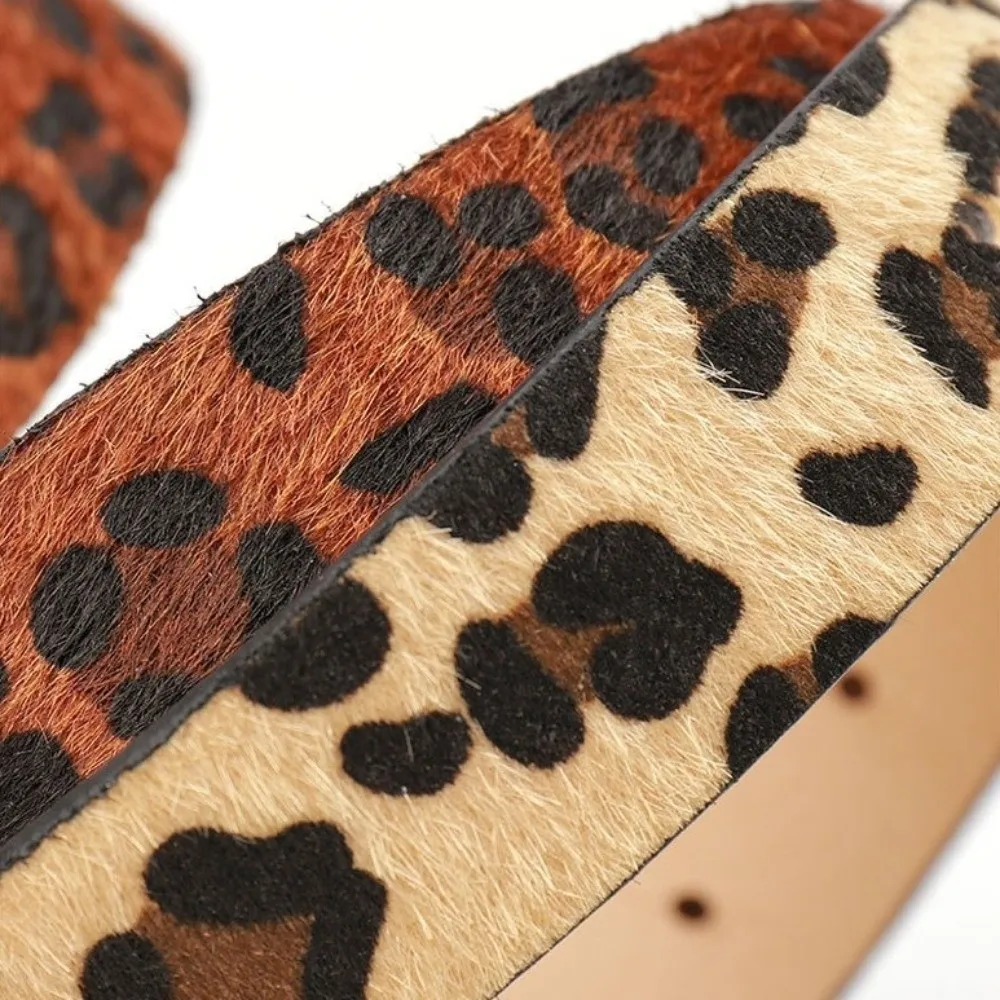 패션 레오파드 프린트 벨트 Y2K 메탈 버클 PU 가죽 허리 벨트 하라주쿠 청바지 장식 허리띠 드레스 장식