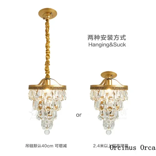 American Rural crystal chandelier corridor bedroom study northern Europe luxury retro led iron crystal chandelier