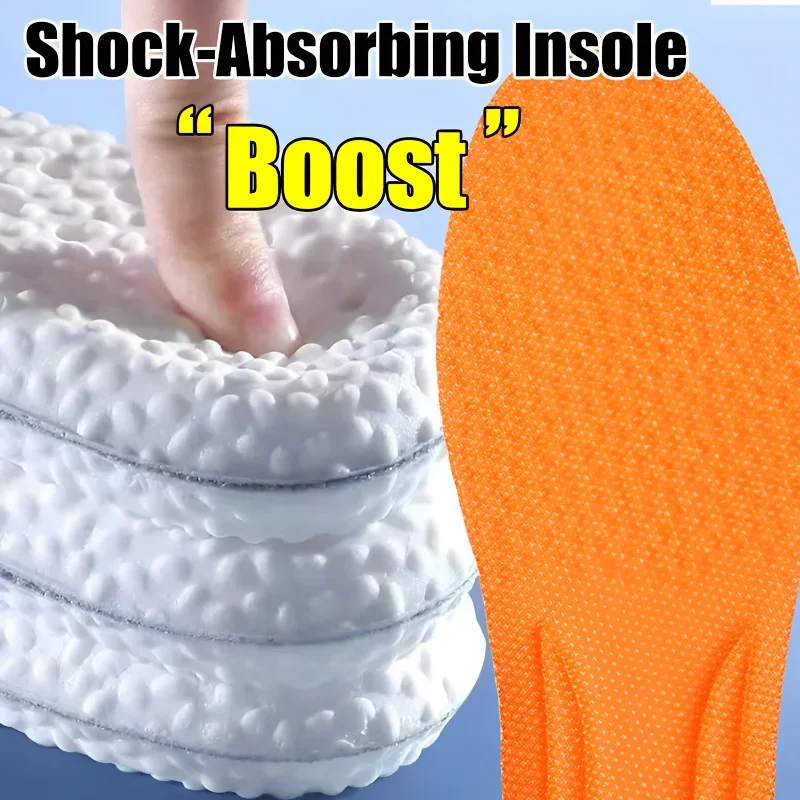 Sports Shoe Insoles Soft Sole Boost Shockproof Emulsion Sweat-absorbing Deodorizing Men Women Cut Size Shoe Pads Mesh Insole