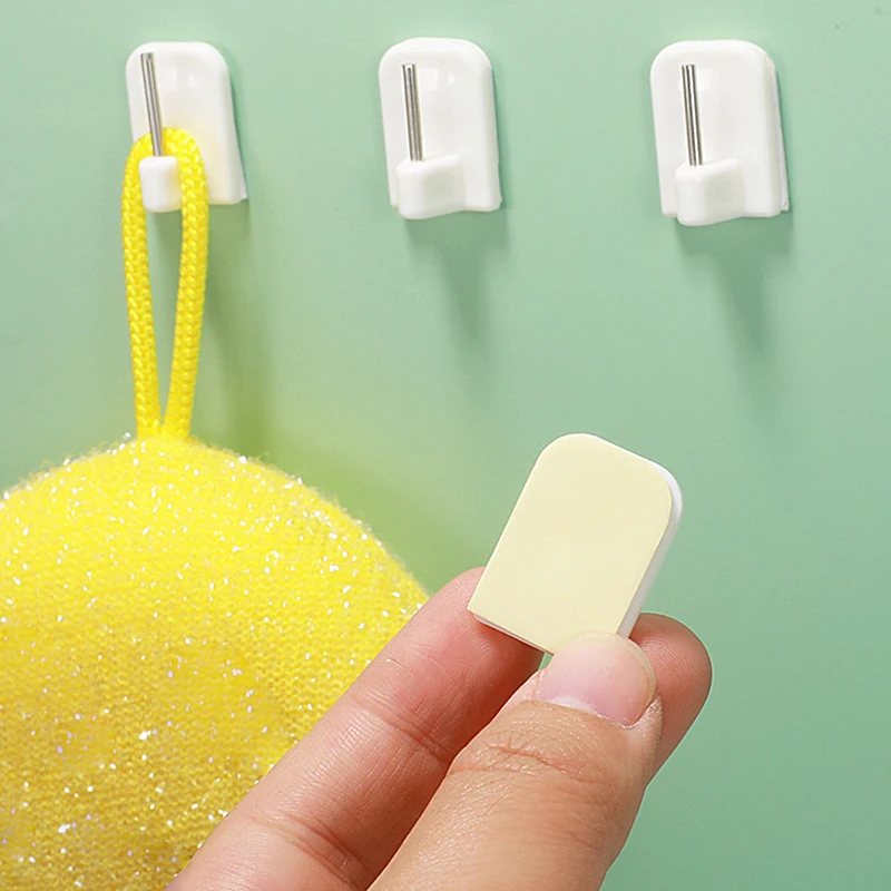 10pcs Adhesive Hook For Curtain Rod Rear Door Storage Rack Window Self Adhesive Hanging Hook Key Holder Bathroom Towel Hanger