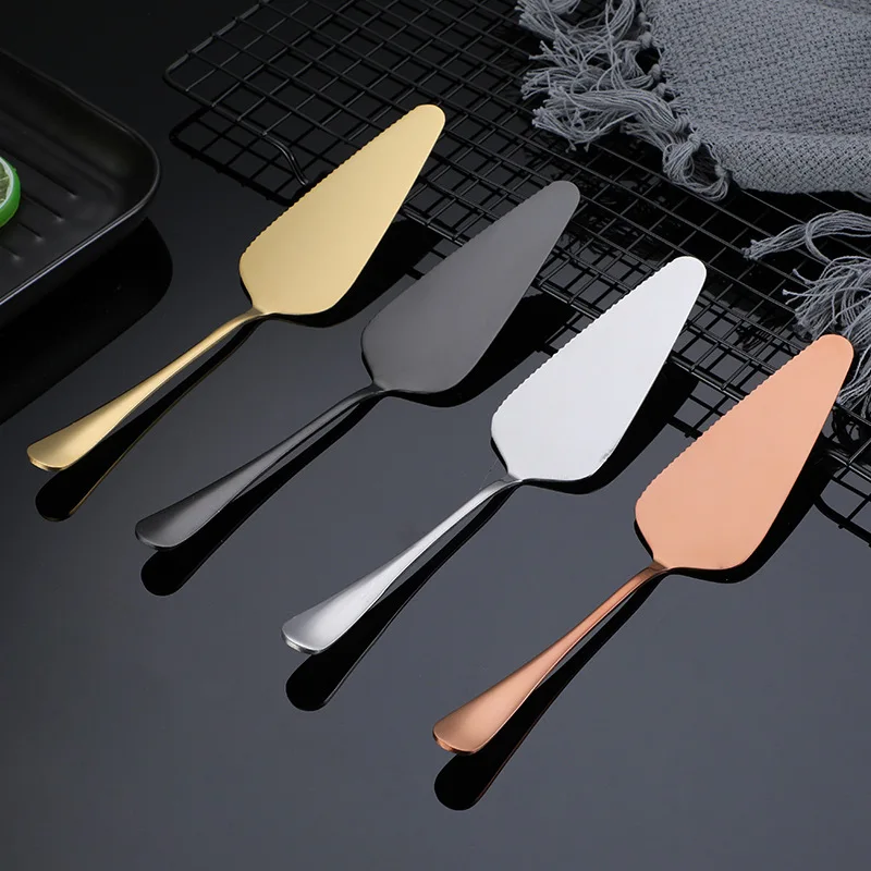 Long Handle Stainless Steel Cutlery Cake Spatula with Teeth Ice Cream Knife Cute Fork for Dessert Salad Fruit Western Tableware