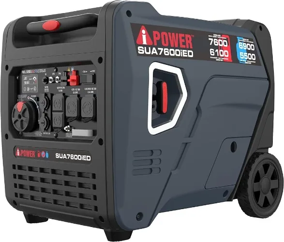 

A-iPower Portable Inverter Generator, 7600W Dual Fuel Electric Start RV Ready, EPA & CARB Compliant CO Sensor, With Telescopic H