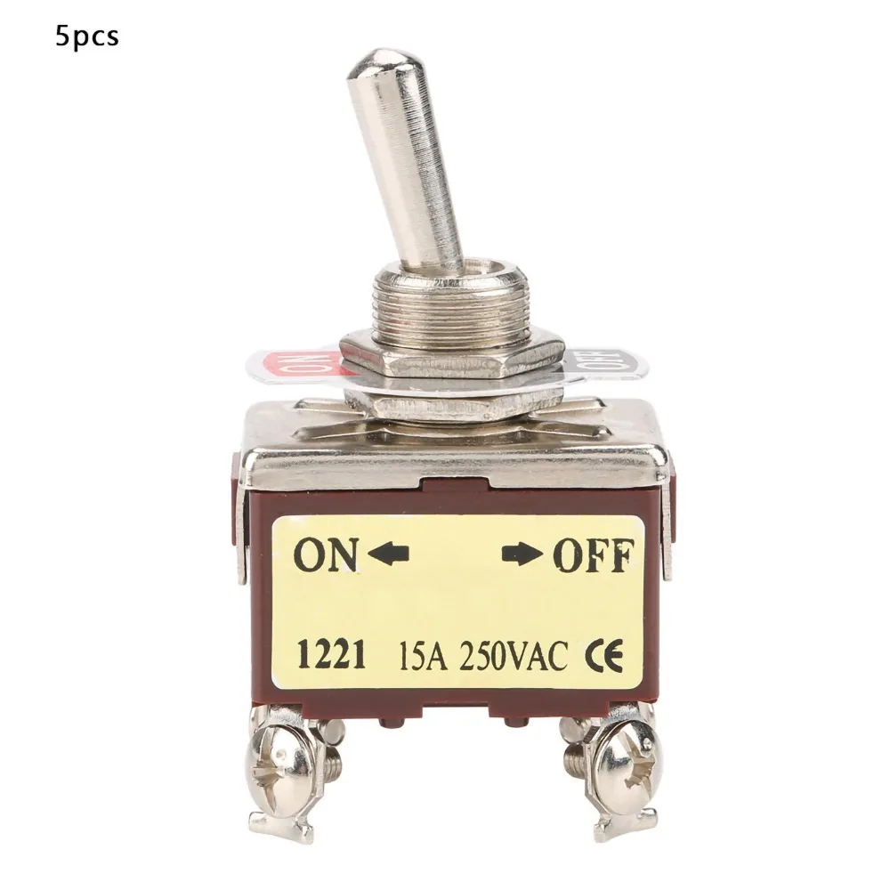 

5Pcs 4 Pin Toggle Switch 12mm Mount 15A 250VAC On OFF Rocker Switch Mini Self-Locking Type 2 Position Toggle Industrial Control