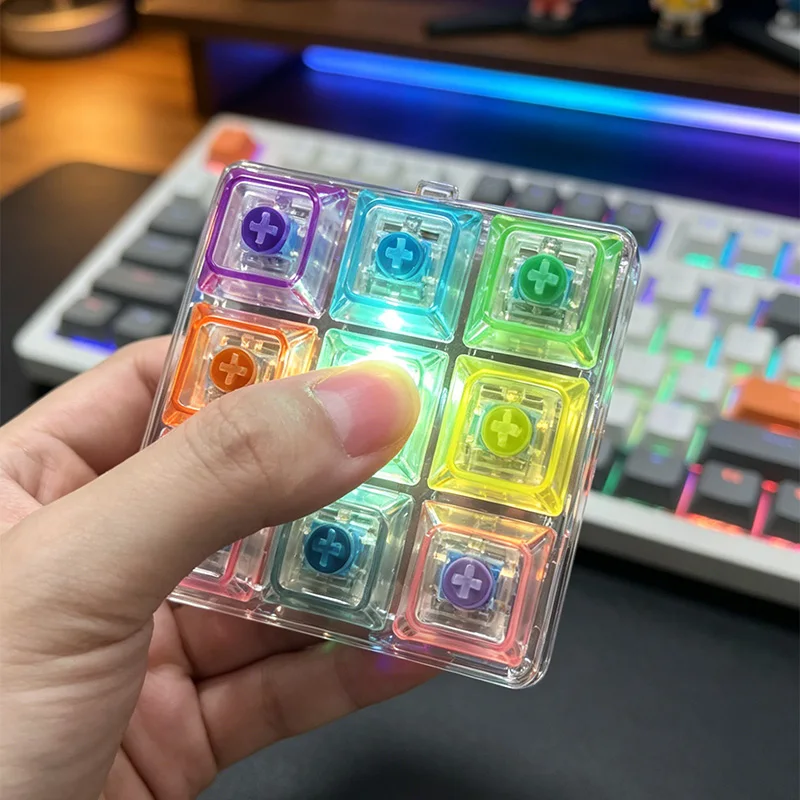 2027 LED Light-Up Keychain Keyboard Clickable Button Fidget Toy for Stress Anxiety Relief Portable Desk Accessory Christmas Gift