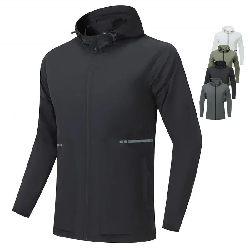 Men's Sports and Leisure Slim Jacket Outdoor Training Running Sweatshirts Hooded Simple Hundred Running Long-sleeved T-shirt