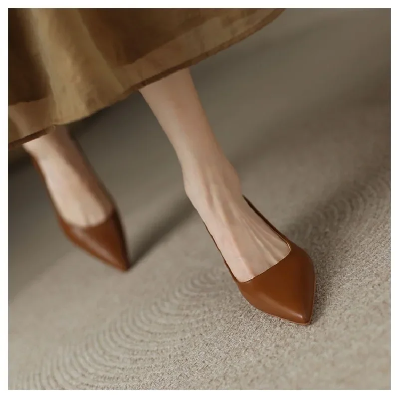 Luxury Pumps Shoes for Women Heeled Woman Medium Heel Stiletto Heels High Sandal Party Office 2019 Elegant Brown Small Heel Sexy