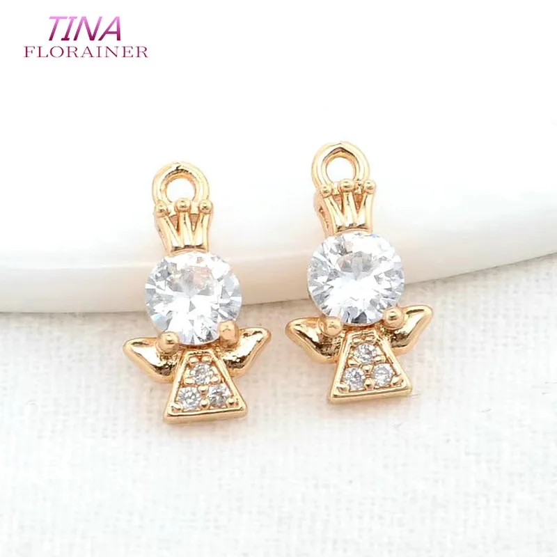 

8*13MM 14K Gold Color Brass and Zircon Wings Shape Charms Pendants Necklace Earrings Jewelry Making Supplies Diy Accessories