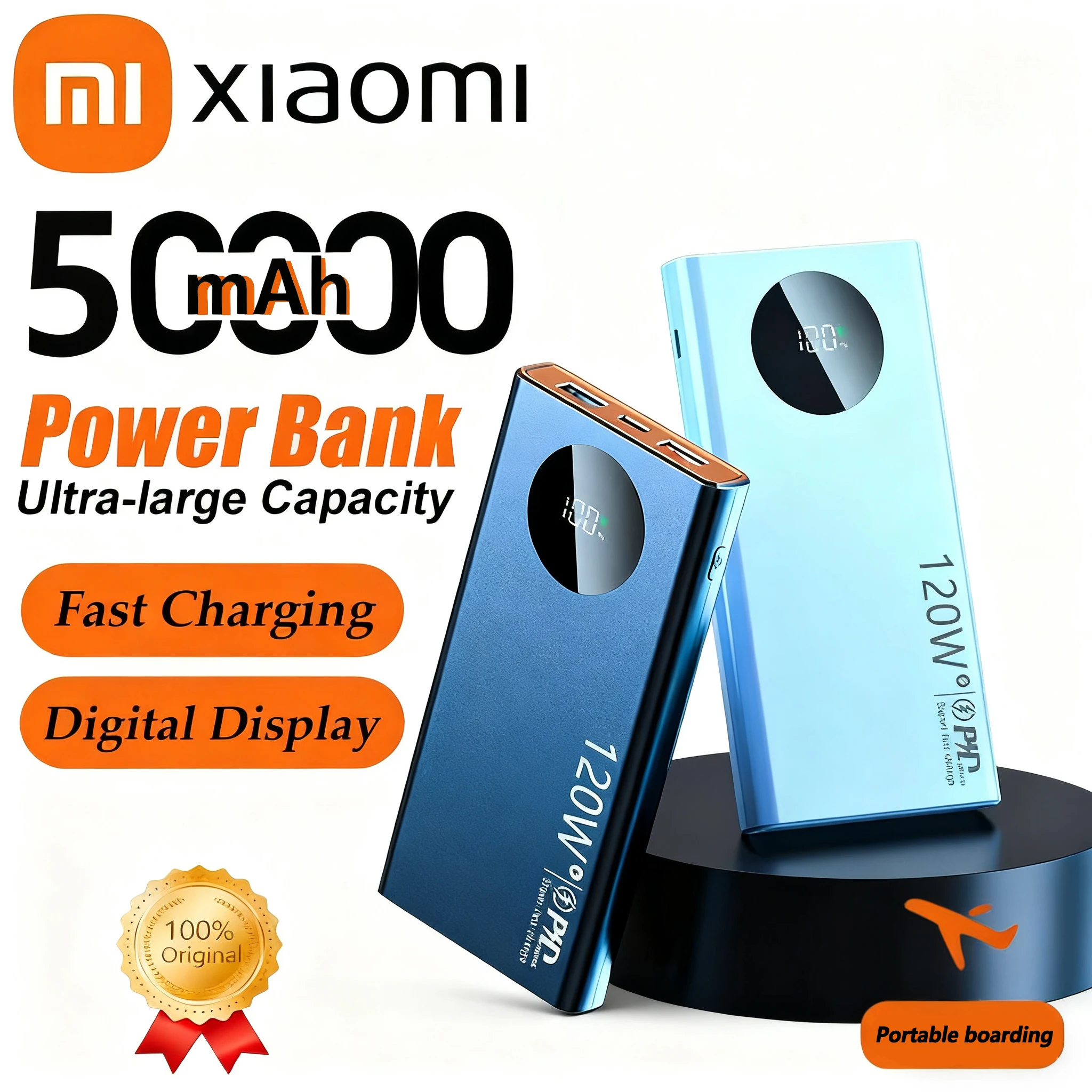 Xiaomi 50000mAh Power Bank 120W PD Super Fast Charging Portable Power Bank Large Capacity External Battery With Digital Display