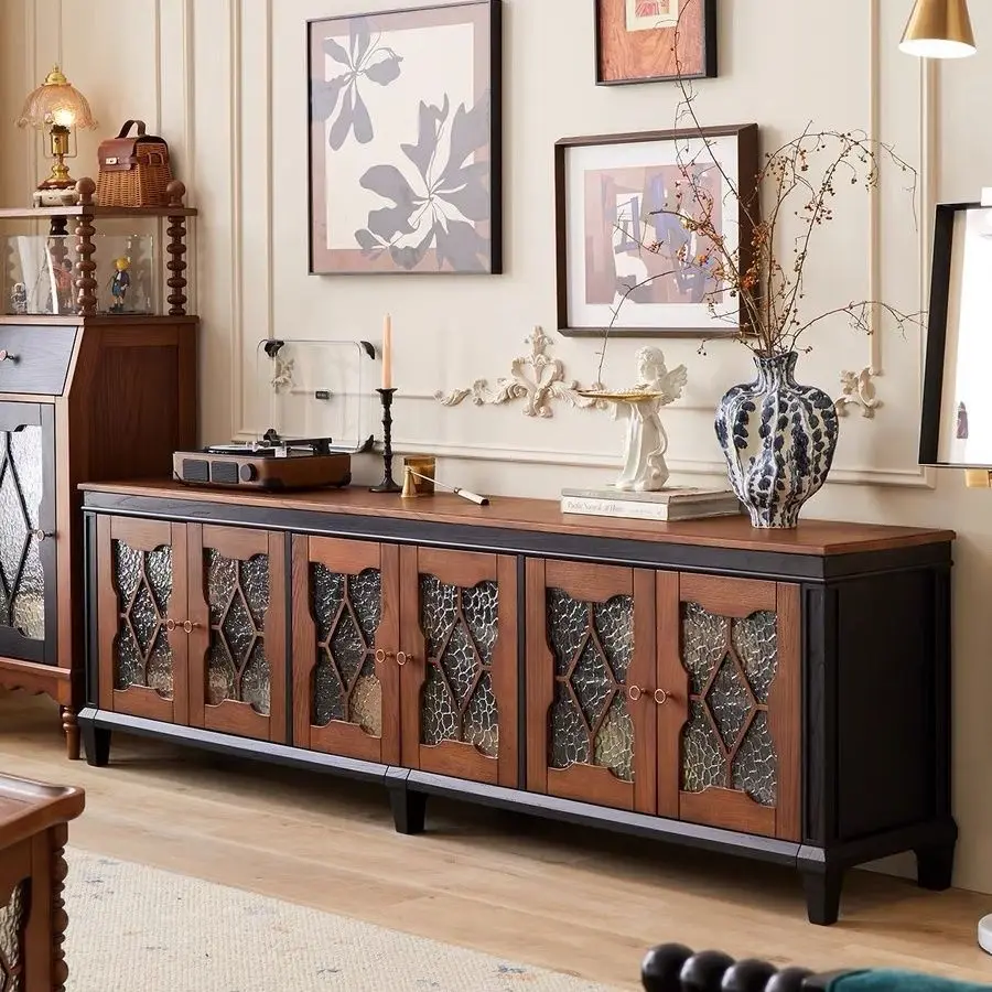 DSA antique solid wood TV cabinet coffee table combination floor-to-ceiling living room storage locker integrated  furniture