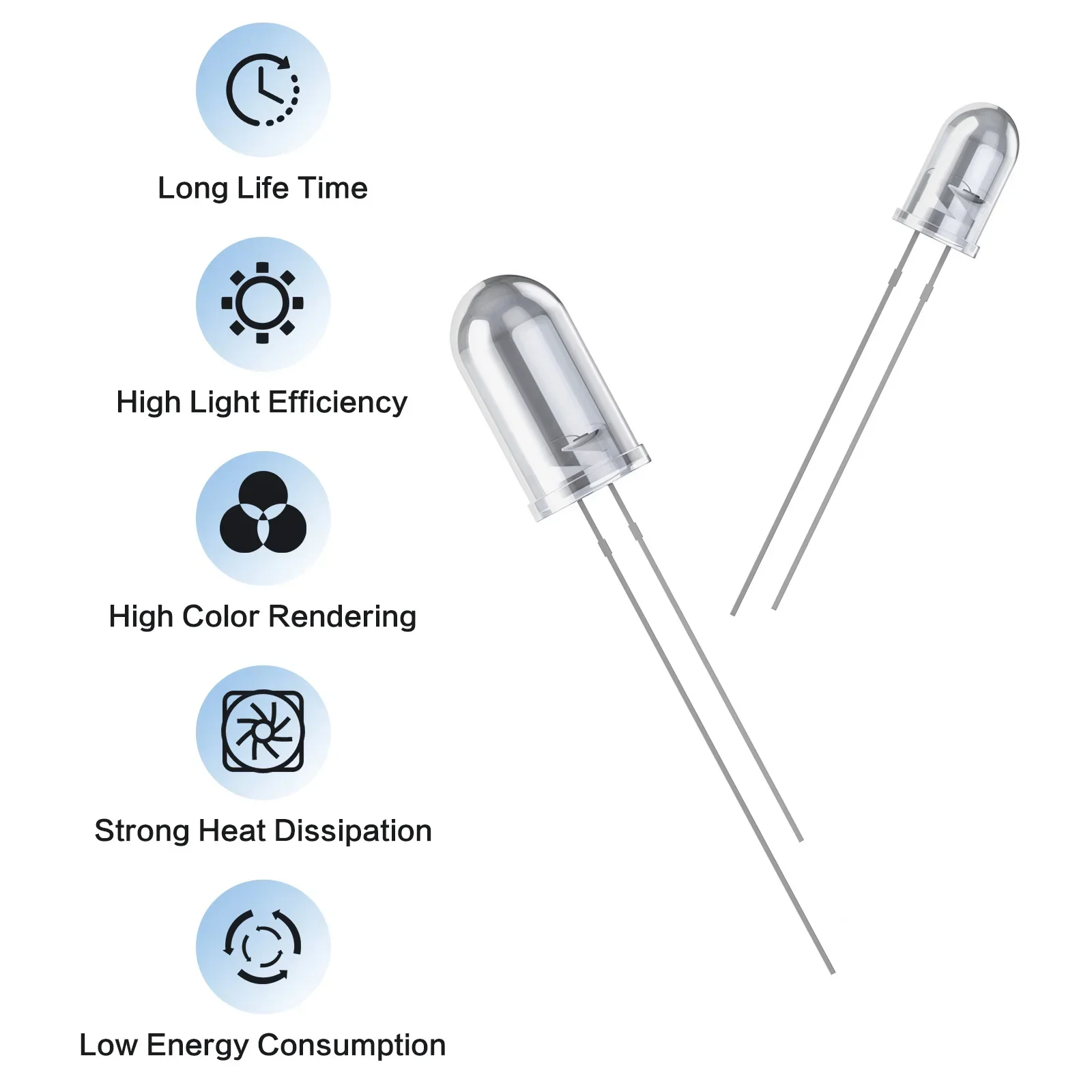 DIY LED 램프 발광 다이오드 전구, 저항 조명, 적색, 황색, 녹색, 백색, 청색, 3mm, 5mm, DC 3V, 20mA, 200 개