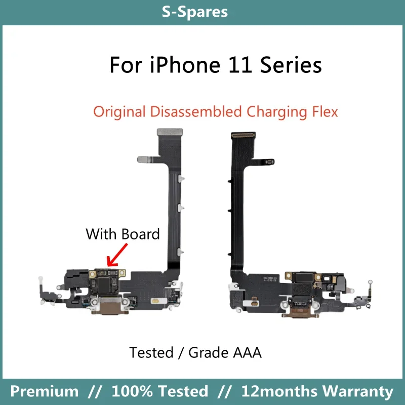 Original Disassembled Dock Charging Port Connector Flex Cable For iPhone 11 Pro Max Replacement Tested Non Restart With IC Board