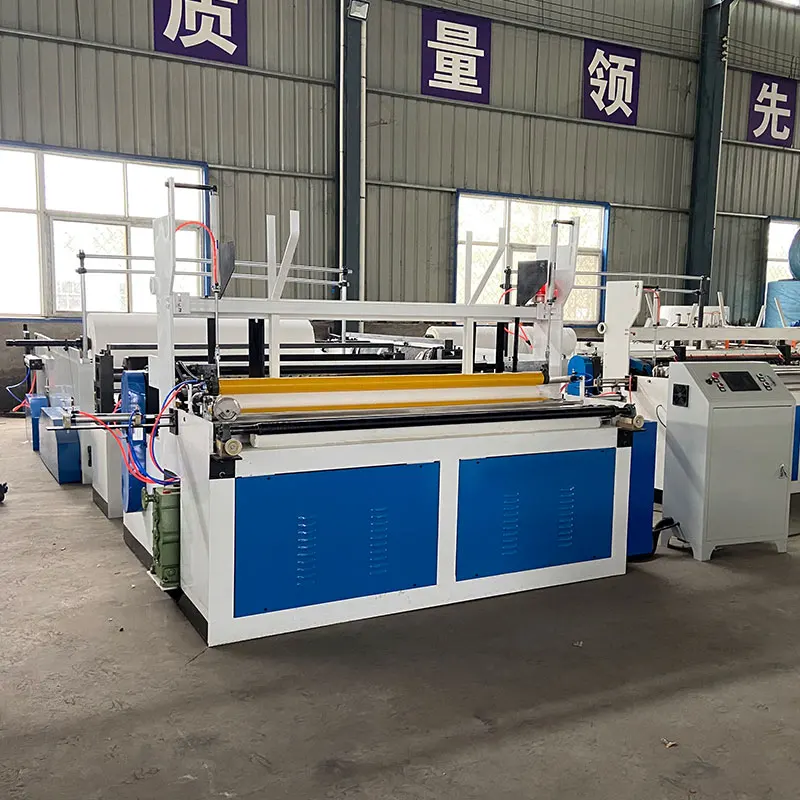 Small Business Idea Toilet Tissue Paper Roll Rewinding Machine With Automatic Tissue Paper Cutting Machine