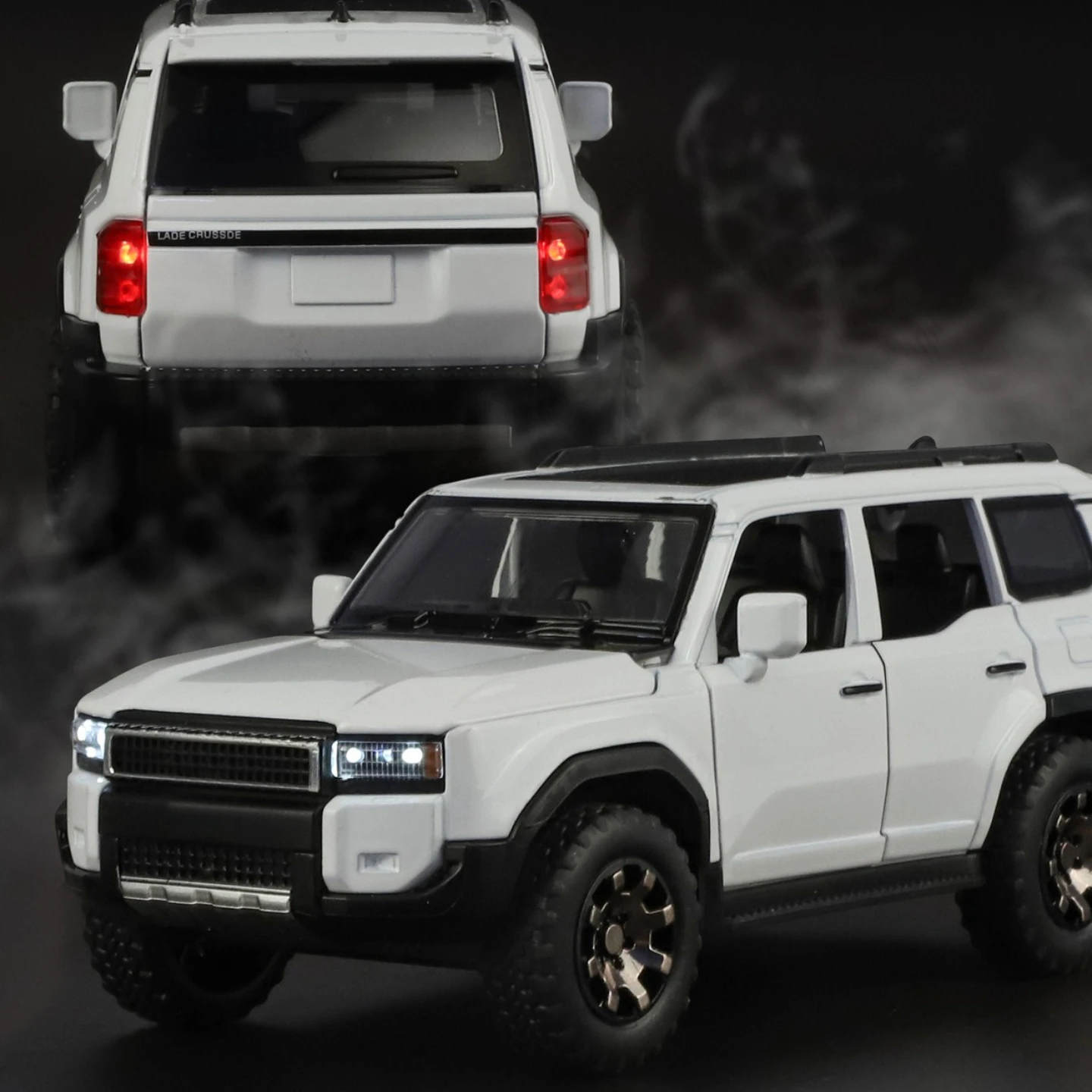 1:32 Prado SUV Miniatur-Spielzeugmodellauto, Legierung, Druckguss, Geländefahrzeuge, Ton, Licht, Türen geöffnet, zurückziehen, für Kindergeschenke