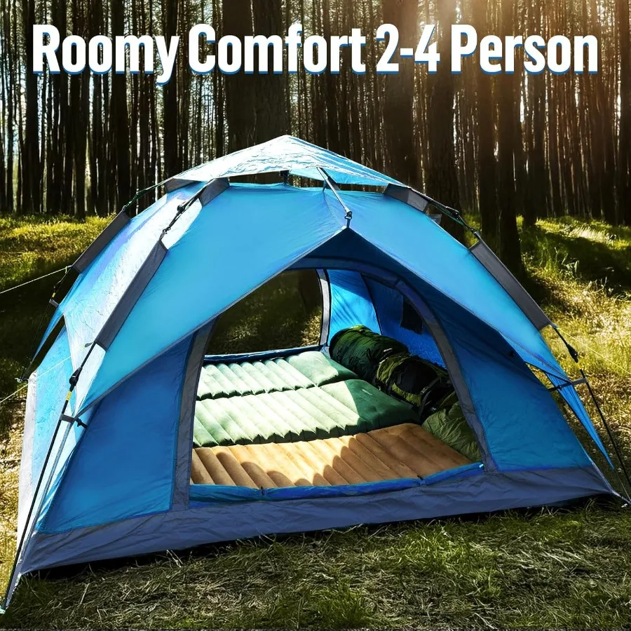 خيام منبثقة فورية 23 شخصًا مع قماش القنب ببصمة القدم، خيمة تخييم سهلة الإعداد مع طبقات مزدوجة المطر مقاومة للماء أوتوماتيكية هيدر