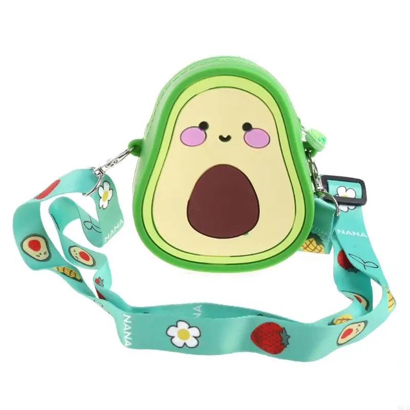 D0UD Silicone Avocado Strawberry Crossbody Coin Bag Kid Toddler Children Shoulder Handbag Adjustable Strap Holiday Travel Pocket